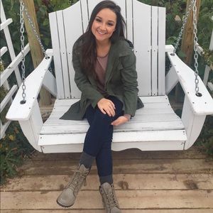 Olive green trench coat